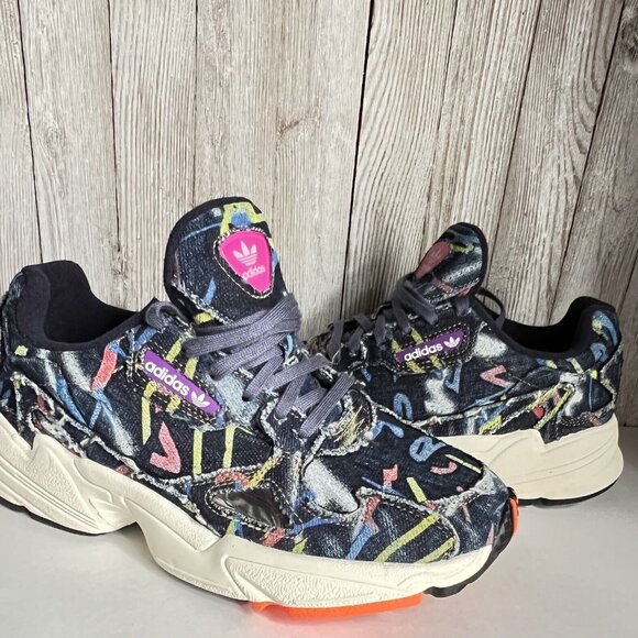 Adidas Originals Women's Denim Falcon Fashion Retro Sneakers CG6249 Sz 6.5 - Picture 5 of 16